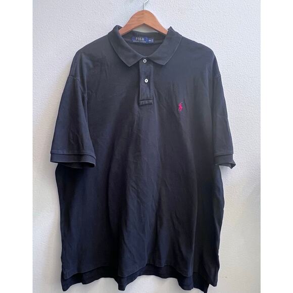 Vintage Polo Ralph Lauren Shirt Mens XXL Black Short Sleeve Red Pony Casual - Picture 1 of 7